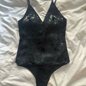 Fleur du Mal Black Sequin Bodysuit